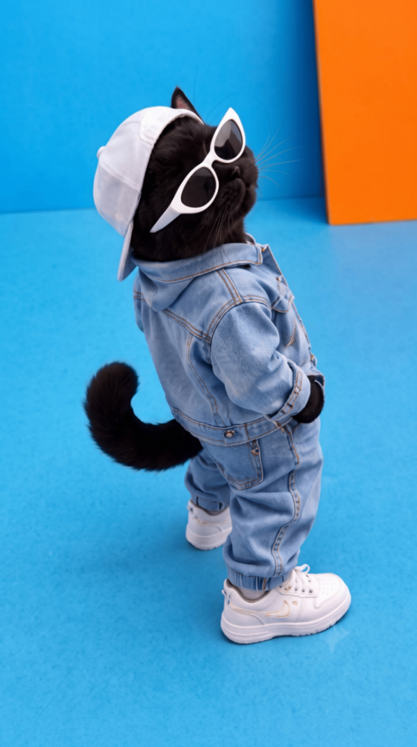 Street Cat With Stylish Cloths