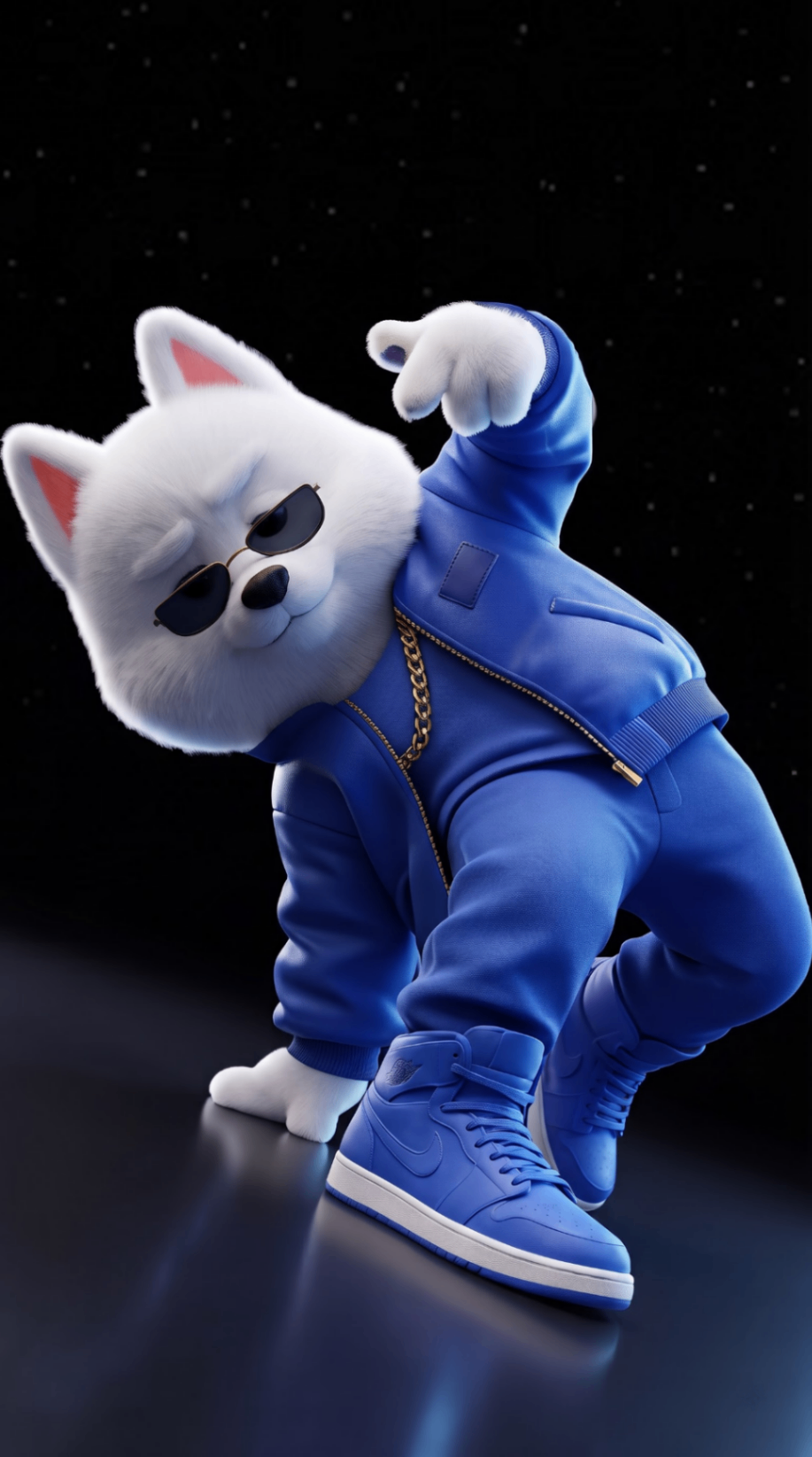 Cool White Puppy Blue Streetwear