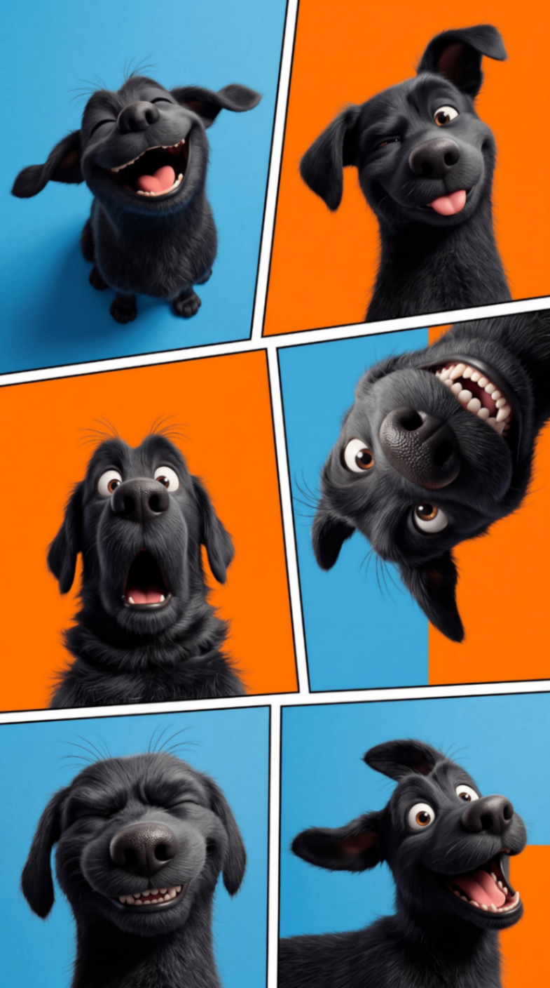 Funny Black Dog Expressions Collage